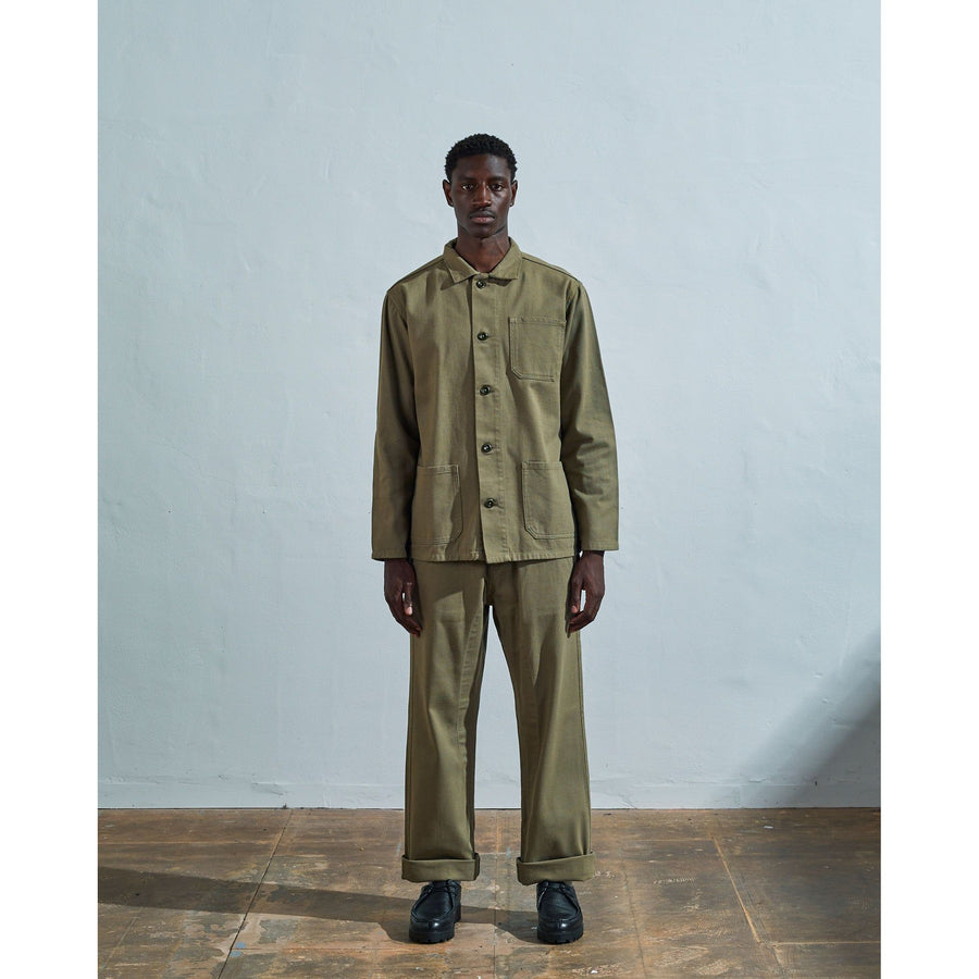 USKEES #3001 Drilled Button Organic Overshirt - Moss
