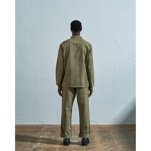USKEES #3001 Drilled Button Organic Overshirt - Moss