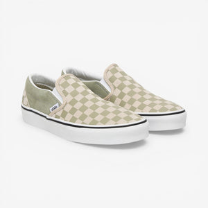 Vans Classic Slip-On Checkerboard Shoes - Soft Sage