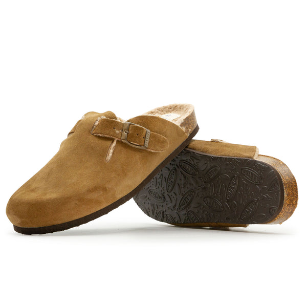 Plakton Women's 'Blog' Mule - LIGHT Brown Suede / Teddy
