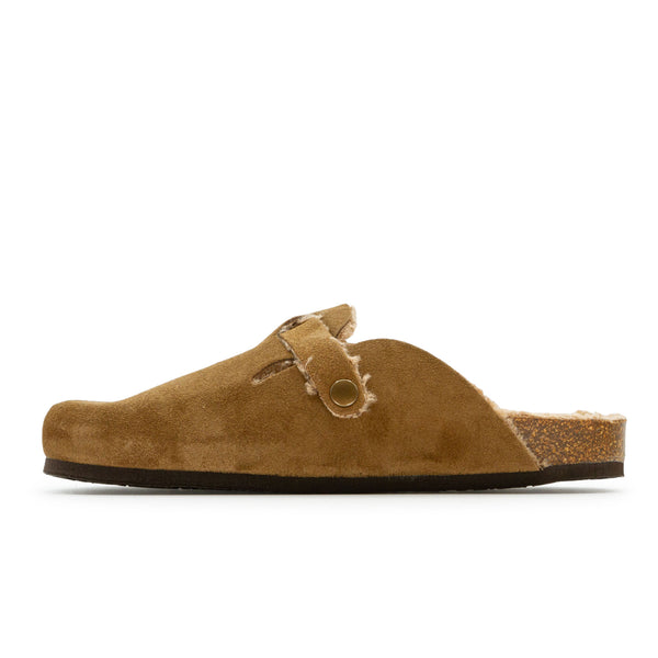 Plakton Women's 'Blog' Mule - LIGHT Brown Suede / Teddy
