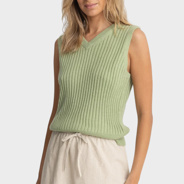 Rhythm Shell Beach Sweater Vest - Sage
