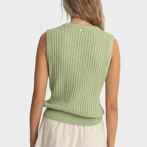 Rhythm Shell Beach Sweater Vest - Sage