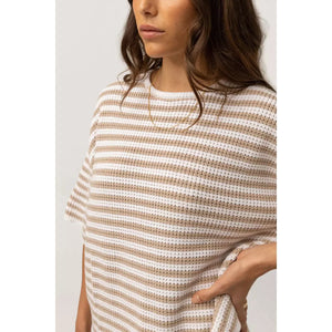 Rhythm Corsica Knit Oversized Tee - Oatmarle Stripe