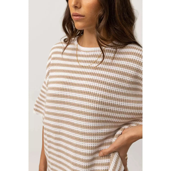 Rhythm Corsica Knit Oversized Tee - Oatmarle Stripe