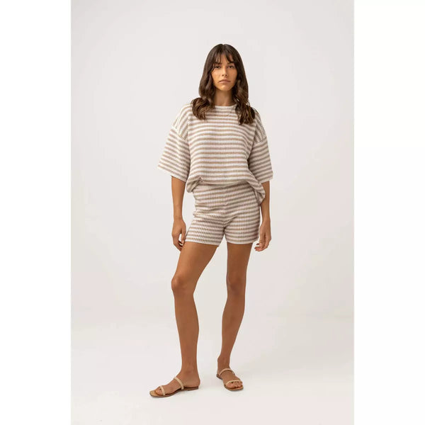 Rhythm Corsica Knit Oversized Tee - Oatmarle Stripe