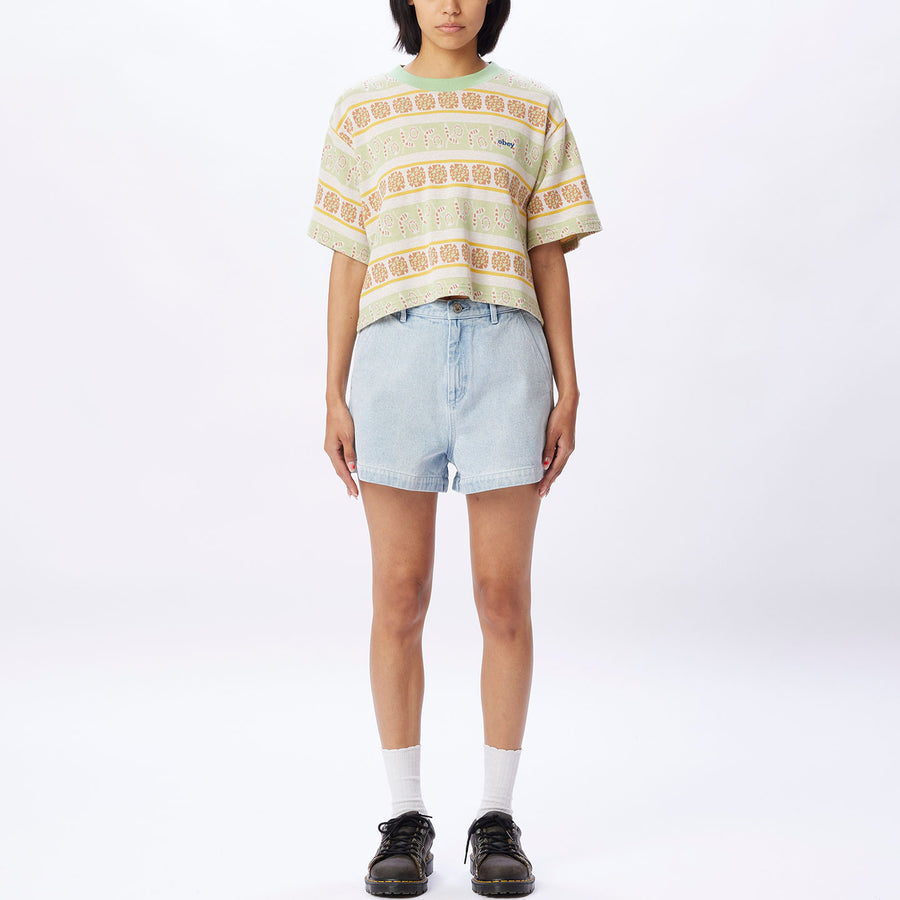 Obey Esther Cropped Tee S/S - Green Fig Multi