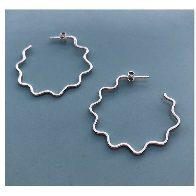 Lima-Lima Jewellery - Midi Wavy Hoop Earrings - Eco Silver
