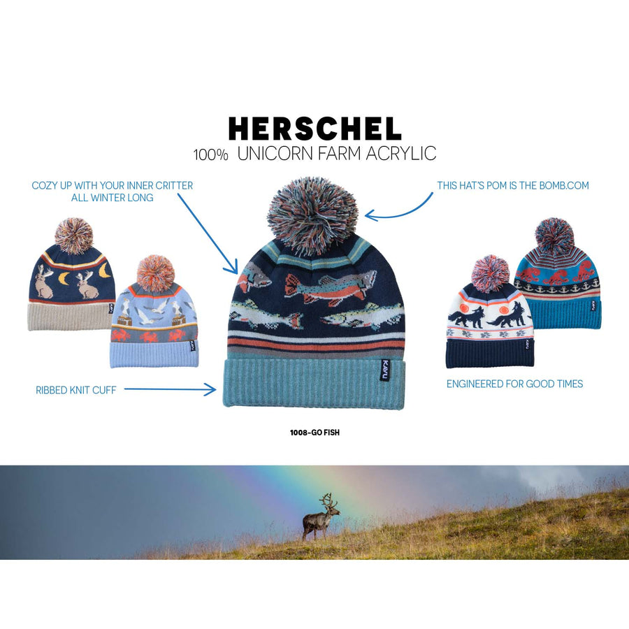 Kavu 'Herschel' Jacquard Knit Pom Beanie - Stagbunny