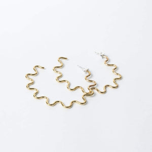 Lima-Lima Jewellery - Wavy Hoop Earrings - Brass