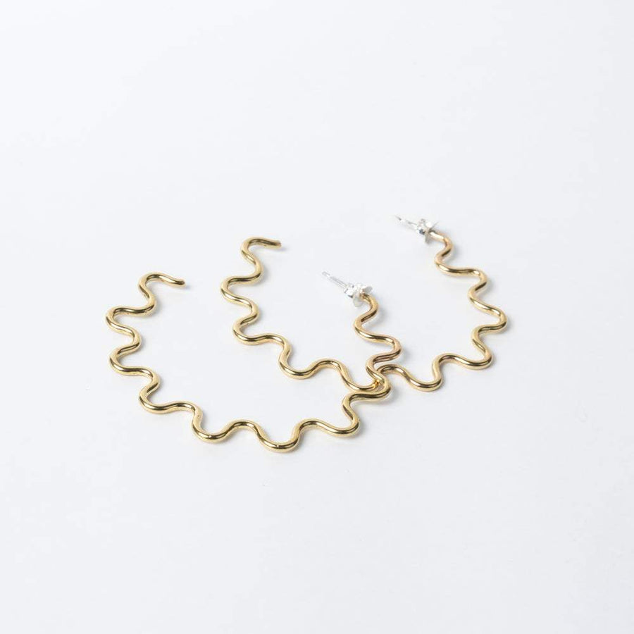 Lima-Lima Jewellery - Wavy Hoop Earrings - Brass