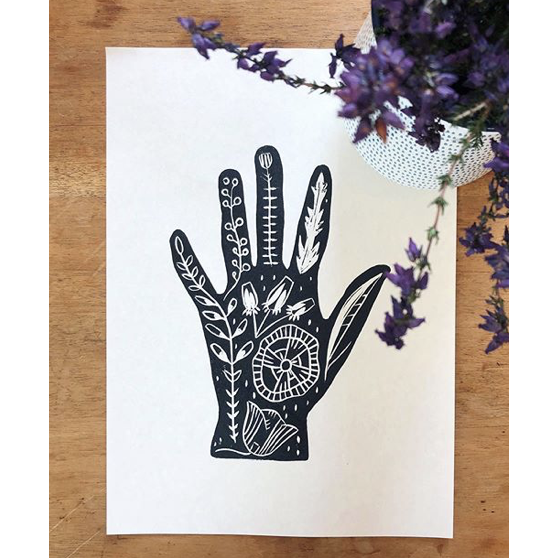 Black Mountain Print Hand Black A4