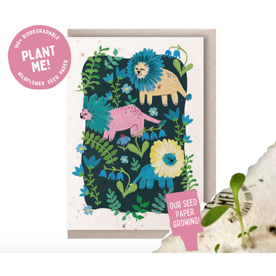 Ruby & Bo 'Flower Lions' Plantable Seed Card