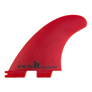 FCS II 'ACCELERATOR' Neo Glass ECO Surfboard Tri Fins - RED - Medium