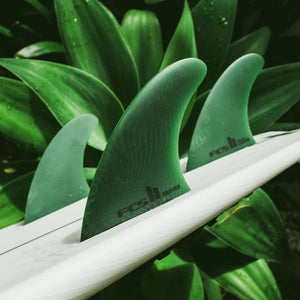 FCS II 'CARVER' Neo Glass ECO Surfboard Tri Fins - SAGE - Medium