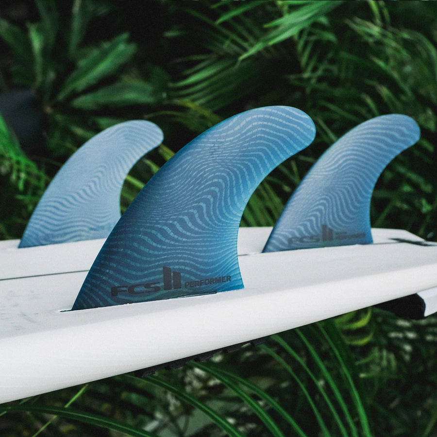 FCS II 'PERFORMER' Neo Glass ECO Surfboard Tri Fins - PACIFIC - Large