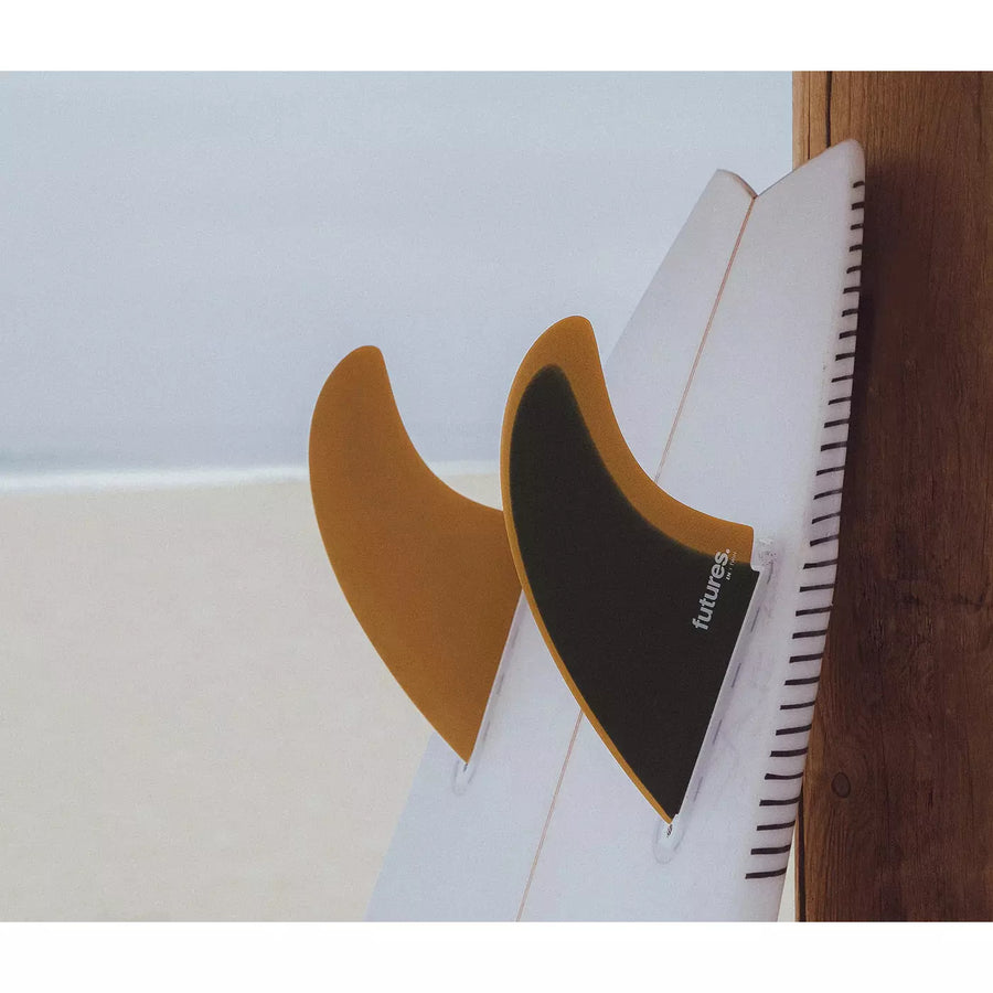 Futures EN Fibreglass Surfboard Twin Fins - Slate / Brown