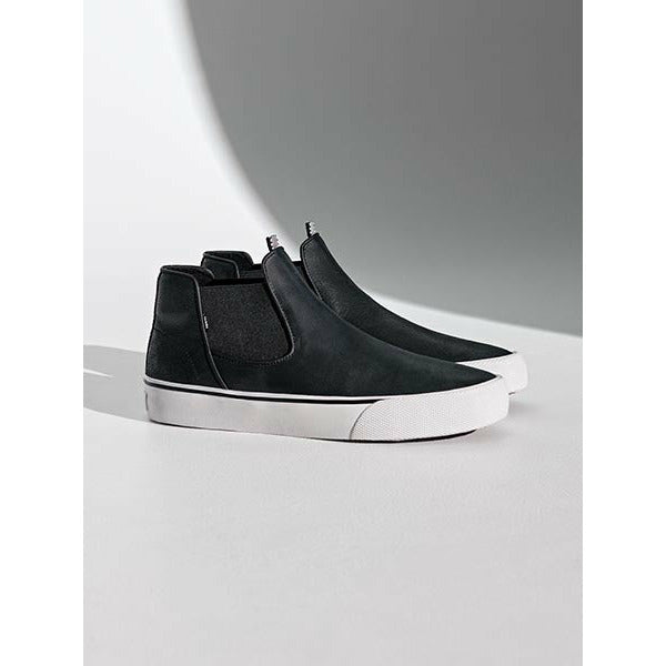 Globe 'Dover' Mid-Top Slip-On Skate Shoes - Black Distress / Gillette
