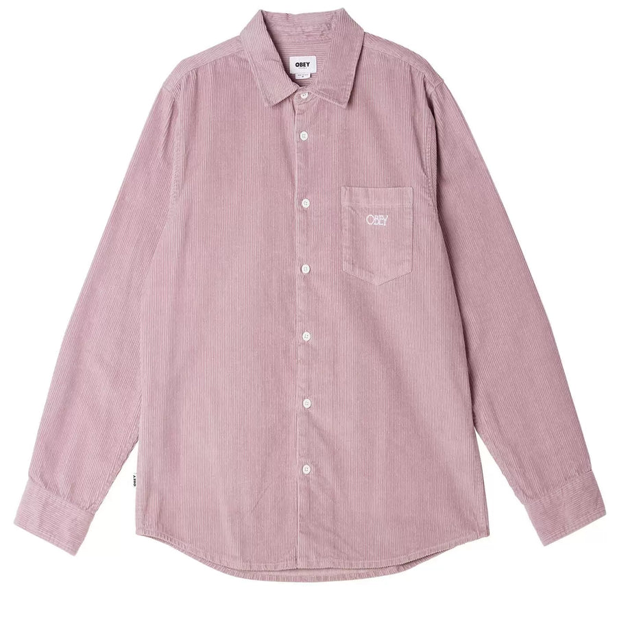 OBEY JULIAN WOVEN CORD SHIRT - LILAC CHALK