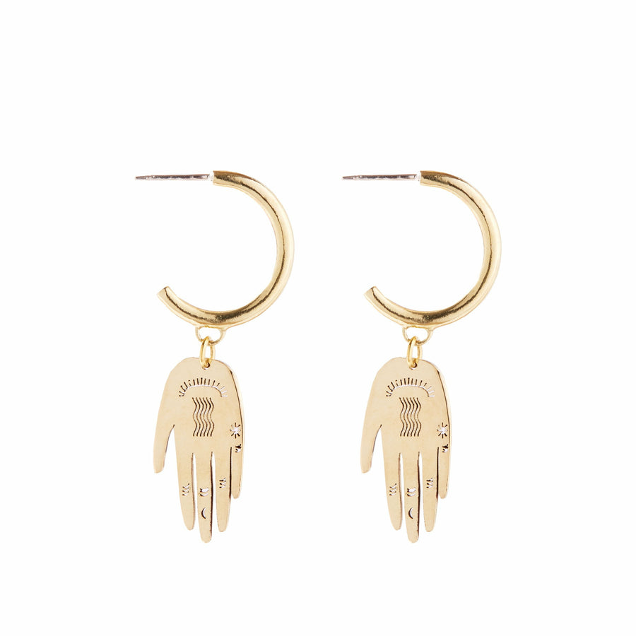 Lima-Lima Jewellery - Palm Hoop Earrings - Brass