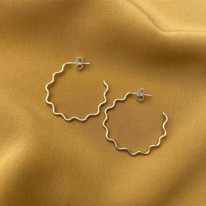Lima-Lima Jewellery - Midi Wavy Hoop Earrings - Brass
