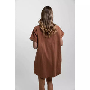 Rhythm Classic Linen Shirt Dress - Baked Clay