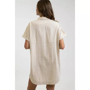Rhythm Classic Linen Shirt Dress - Sand