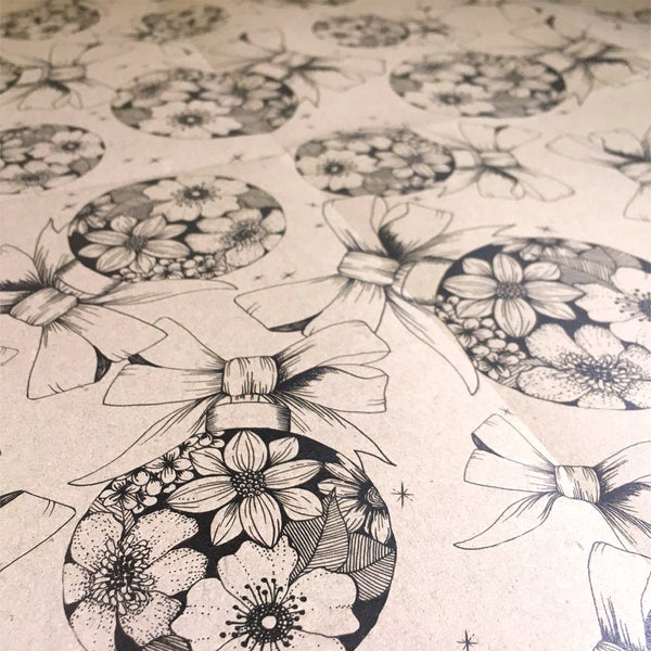 Ruby & Bo 'Floral Bauble' Recycled Gift Wrap & Plantable Tag Set