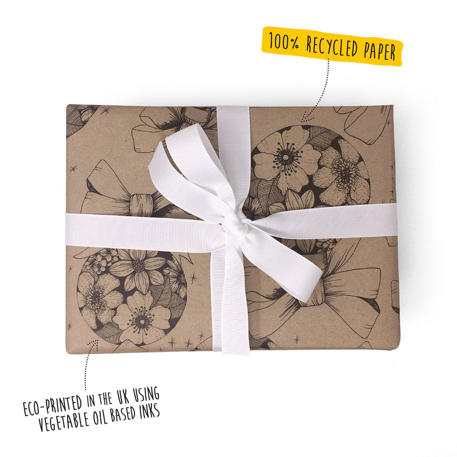 Ruby & Bo 'Floral Bauble' Recycled Gift Wrap & Plantable Tag Set