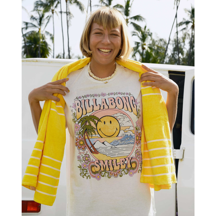 Billabong x Smiley 'True Boy' Oversized Tee - Salt Crystal