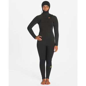 Billabong Women's Synergy 5/4mm Hooded Wetsuit - Wild Black